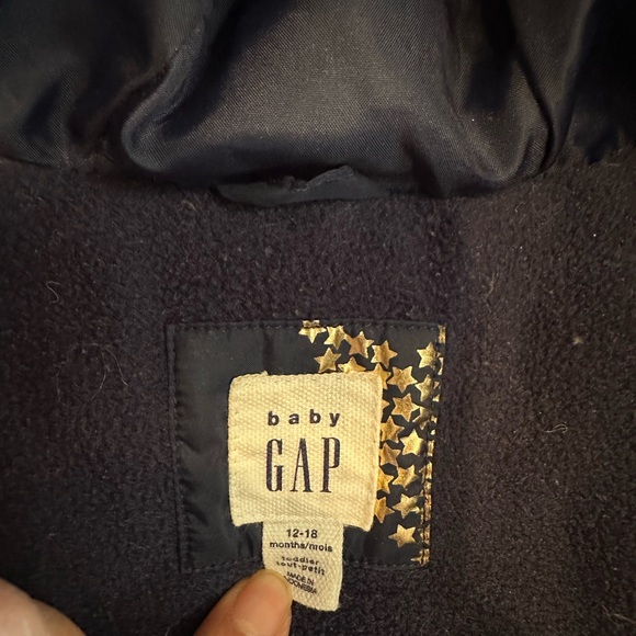 EUC almost new Baby Gap navy blue gold star down jacket size 12-18 months unisex - Picture 4 of 8
